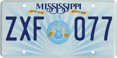 MS license plate ZXF077