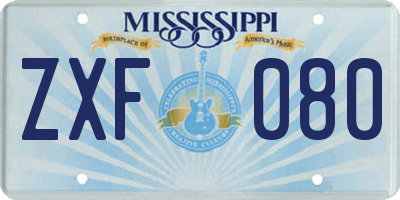 MS license plate ZXF080