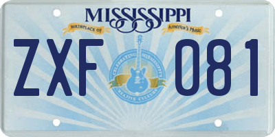 MS license plate ZXF081