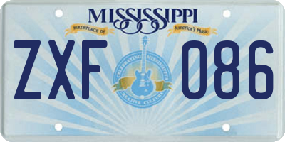 MS license plate ZXF086