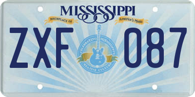 MS license plate ZXF087
