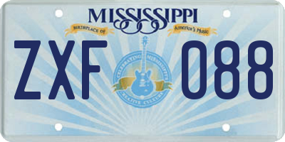 MS license plate ZXF088