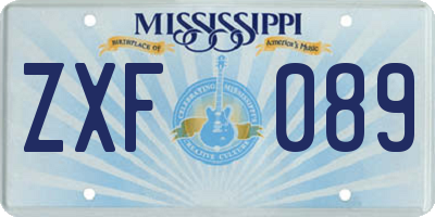 MS license plate ZXF089