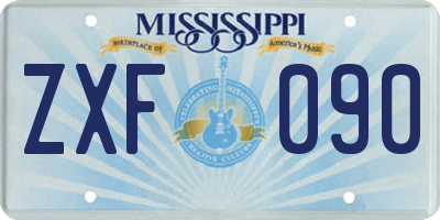 MS license plate ZXF090