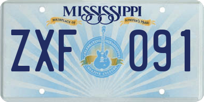 MS license plate ZXF091