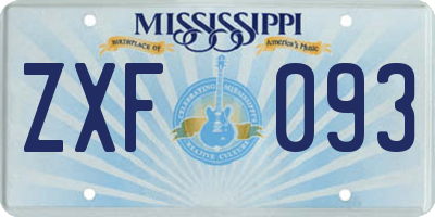 MS license plate ZXF093