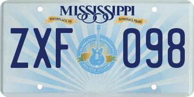 MS license plate ZXF098
