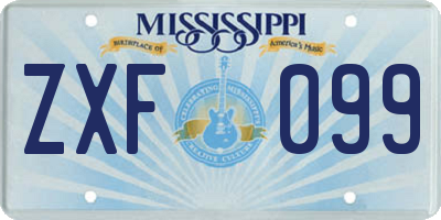 MS license plate ZXF099