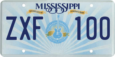 MS license plate ZXF100
