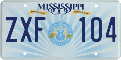 MS license plate ZXF104