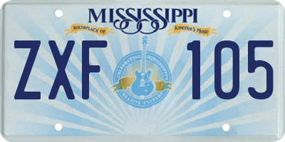 MS license plate ZXF105