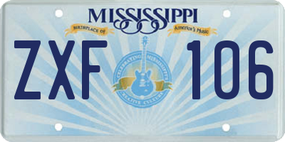 MS license plate ZXF106