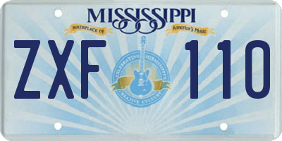 MS license plate ZXF110