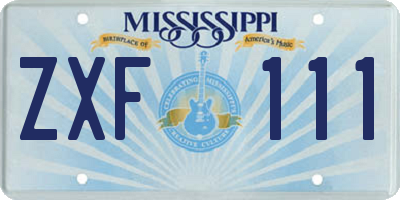MS license plate ZXF111