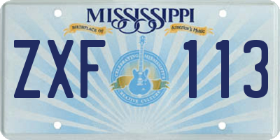MS license plate ZXF113