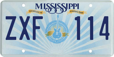 MS license plate ZXF114