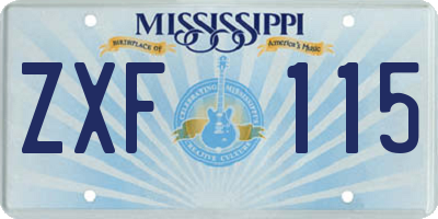 MS license plate ZXF115