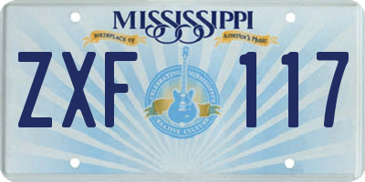 MS license plate ZXF117