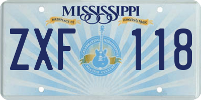MS license plate ZXF118