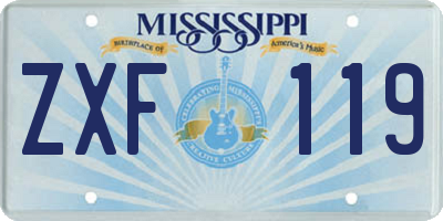 MS license plate ZXF119