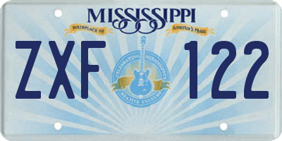 MS license plate ZXF122