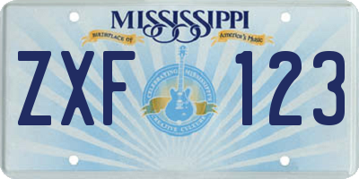 MS license plate ZXF123