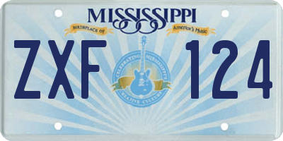 MS license plate ZXF124
