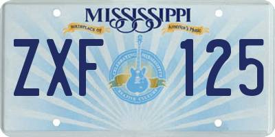 MS license plate ZXF125
