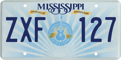 MS license plate ZXF127