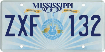 MS license plate ZXF132