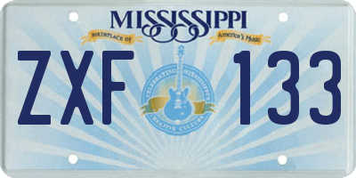 MS license plate ZXF133