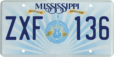 MS license plate ZXF136