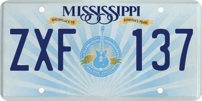 MS license plate ZXF137