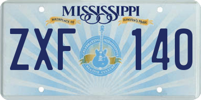 MS license plate ZXF140