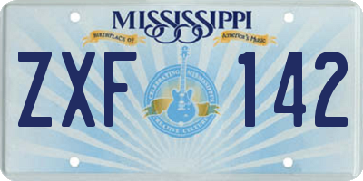 MS license plate ZXF142