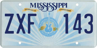 MS license plate ZXF143