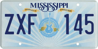 MS license plate ZXF145