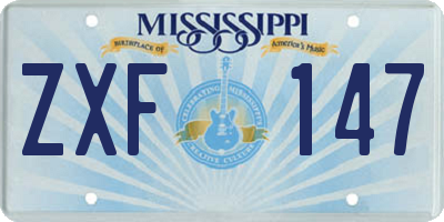 MS license plate ZXF147