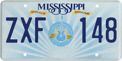 MS license plate ZXF148