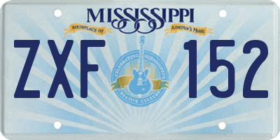 MS license plate ZXF152