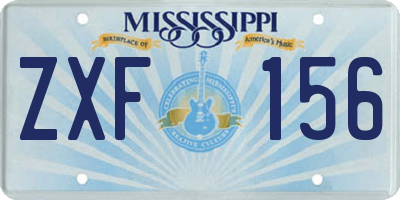 MS license plate ZXF156