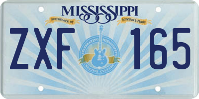 MS license plate ZXF165