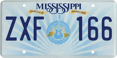 MS license plate ZXF166