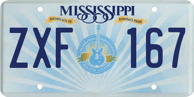 MS license plate ZXF167