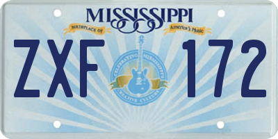 MS license plate ZXF172