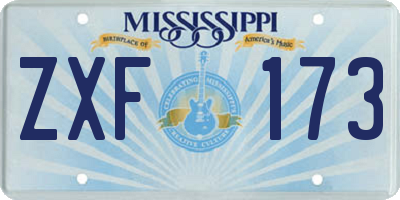MS license plate ZXF173