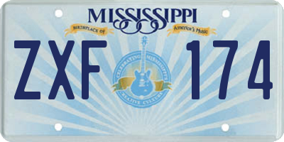 MS license plate ZXF174