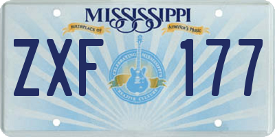 MS license plate ZXF177