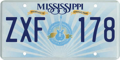 MS license plate ZXF178