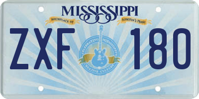 MS license plate ZXF180